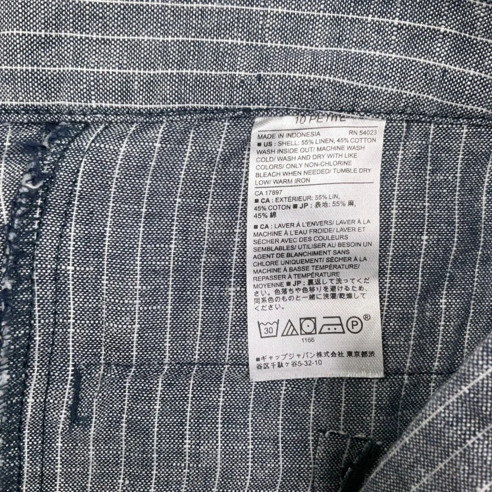Banana Republic Pants Womens 10P Blue Pinstripe Hampton Fit Linen Lightweight